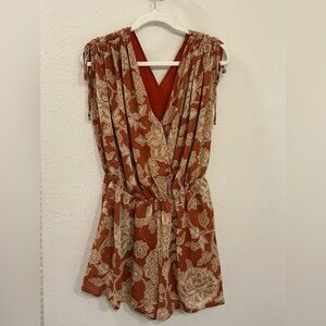 Floral Rust Sleeveless Romper